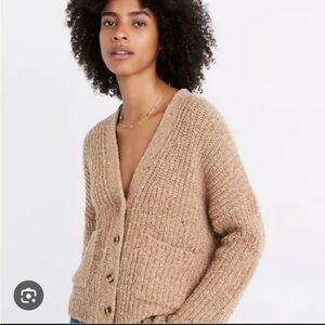 Madewell Tan Speckled Knit Wool Cropped Cardigan, XXS